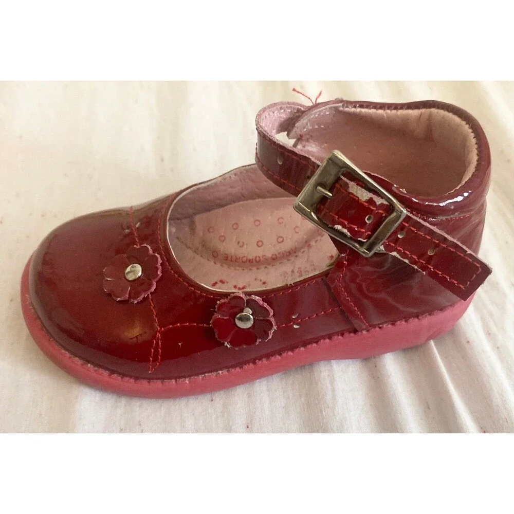 Wizzy Burgundy Patent Leather T-Strap Mary Jane Shoes Coquette Toddler Size 6